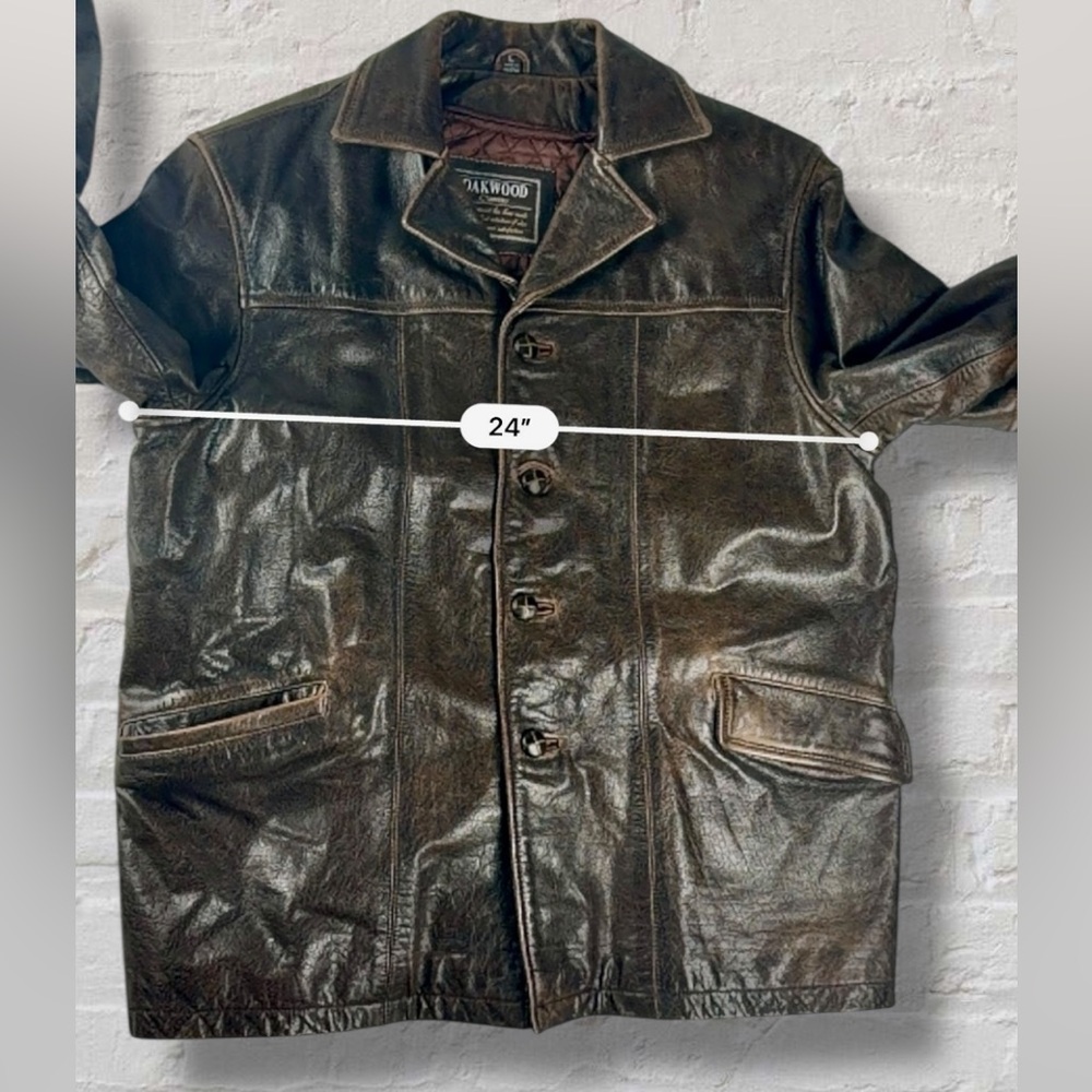 Oakwood Classic Men’s Genuine Leather Coat Brown Thinsulate Large – Vintage - Picture 14 of 17